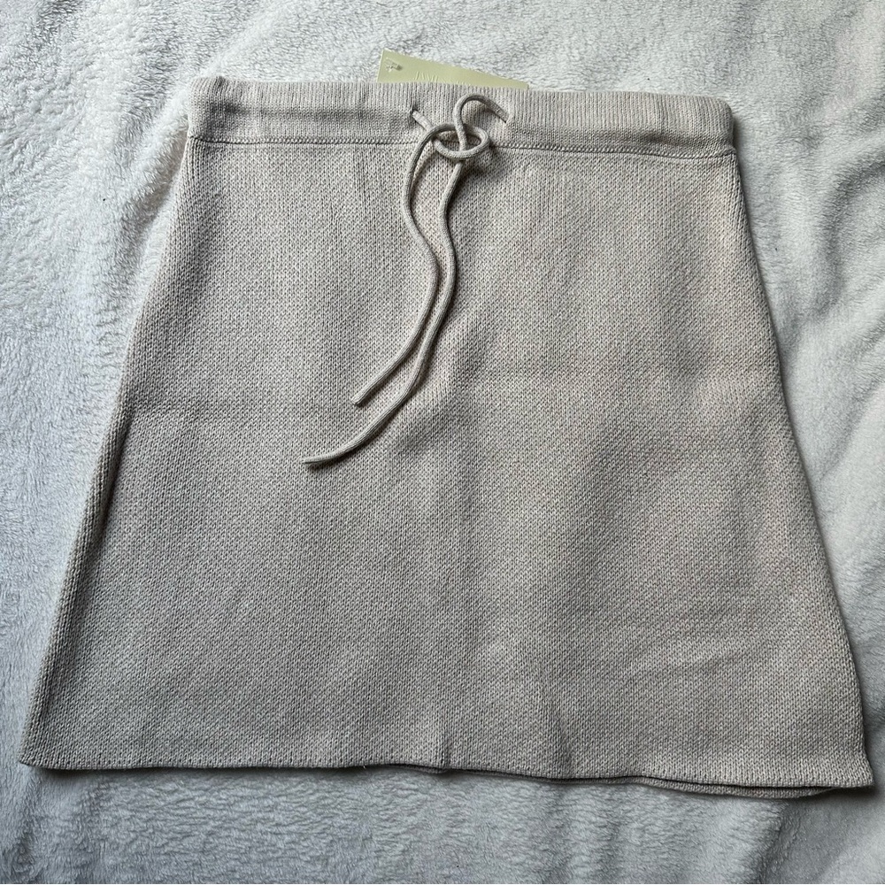 James Street Co Linen blend Knit skirt with drawstring, Oatmeal, NWT, Sz Medium